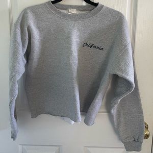 John Galt Brandy Melville Grey California Cropped Sweatshirt Size Small (34-36)